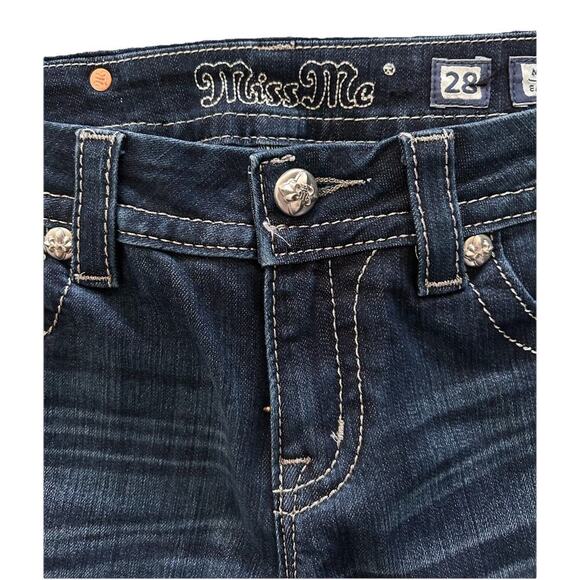 NWOT Miss Me Womens Denim Jeans Mid Rise Bootcut Rhinestone Size 28 Inseam 29” - Picture 9 of 12
